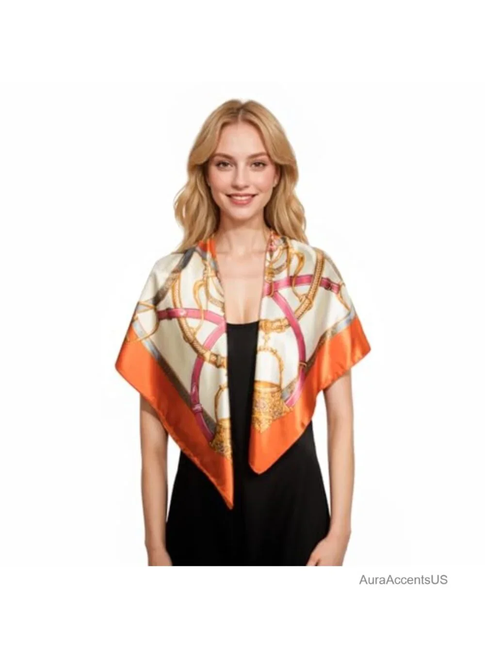 Like Silk Head Scarf Printed Square Scarf for Women 35 Inches